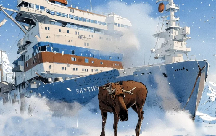 Моряки атомного ледокола «Якутия» вытащив замерзающую лосиху из Енисея Моряки атомного ледокола «Якутия» вытащив замерзающую лосиху из Енисея