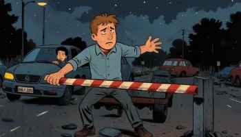 Новый герой дворов Братска &mdash; человек-шлагбаум!